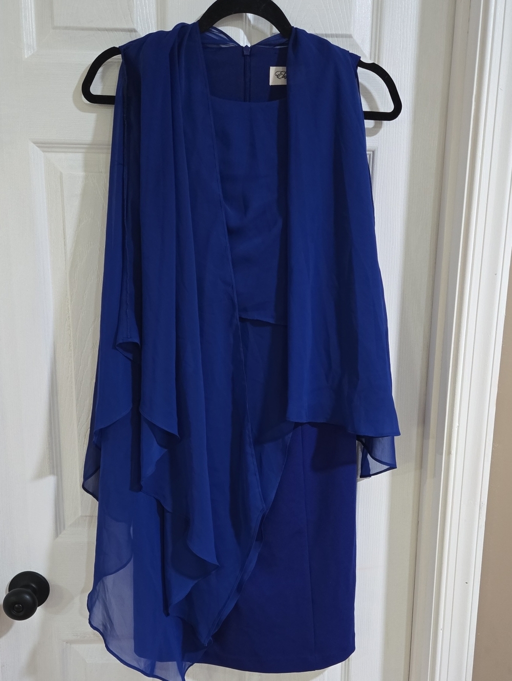 Eliza J Royal Blue Layered Chiffon Midi Skirt Dress